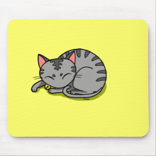Tapis De Souris Sommeil gris mignon de chat