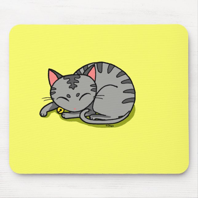 Tapis De Souris Sommeil gris mignon de chat (Devant)