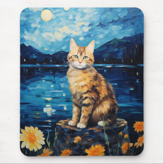 Tapis De Souris Sonate pour tournesol avec muse de chat Vintage :