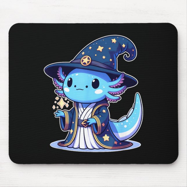 Tapis De Souris sorcier Halloween drôle axolotl (Devant)