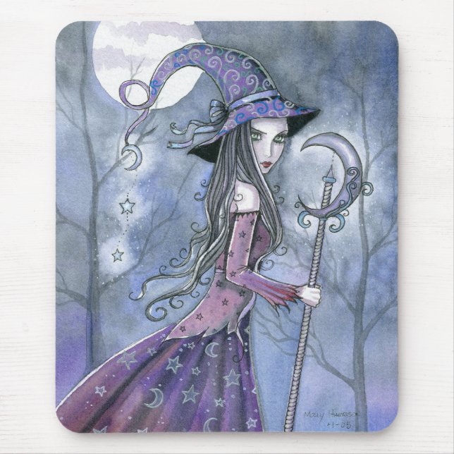 Tapis De Souris Sorcière Améthyste Art Gothique Halloween (Devant)