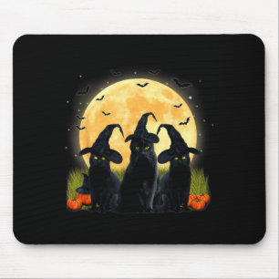 Tapis De Souris Sorcière Chat Noir Et Citrouille Pleine Lune Hallo