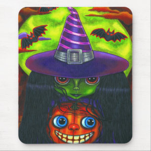 Tapis De Souris Sorcière Citrouille d'Halloween Mousepad