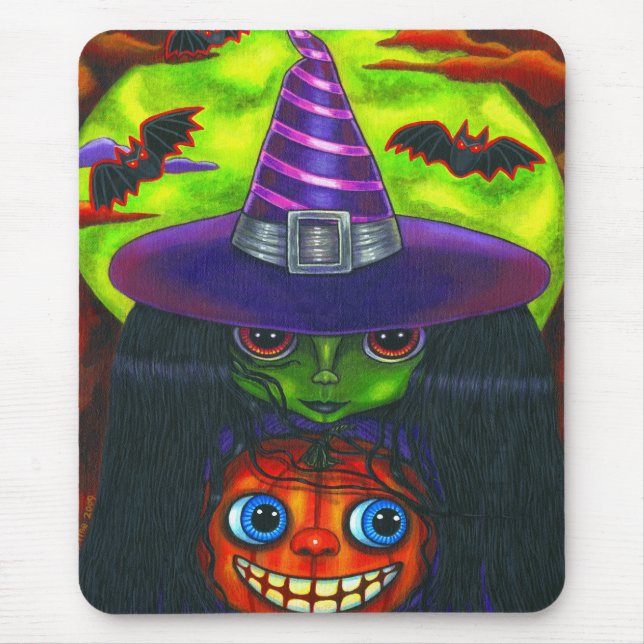 Tapis De Souris Sorcière Citrouille d'Halloween Mousepad (Devant)