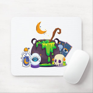 Tapis De Souris Sorcière Cuisine Cauldron Potion Sous Le Lune