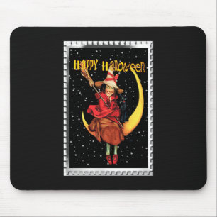 Tapis De Souris Sorcière de Halloween nostalgique et son chat