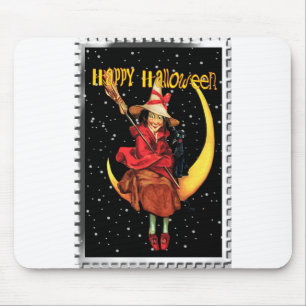 Tapis De Souris Sorcière de Halloween nostalgique et son chat