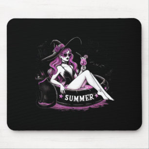 Tapis De Souris Sorcière drôle d'Halloween Chat féminin sorcière