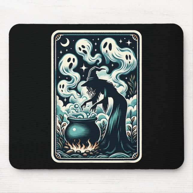 Tapis De Souris Sorcière Ghost Cauldron Gothique Supernaturel Taro (Devant)