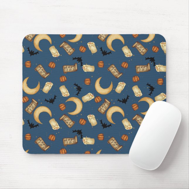 Tapis de souris sorcière Halloween céleste bleu (Avec souris)