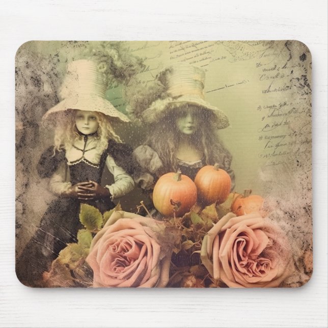 Tapis De Souris Sorcière Halloween vintage (Devant)