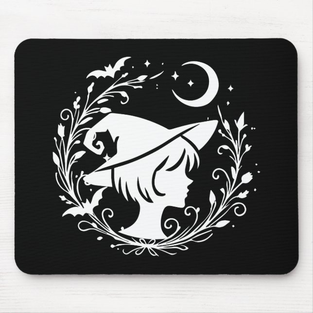 Tapis De Souris Sorcière Pixie Wiccan Magie Halloween (Devant)