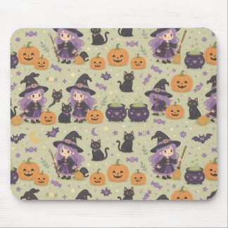 Tapis de souris sorcières de Halloween mignon effr