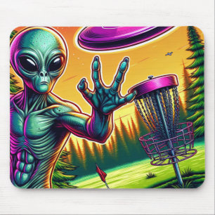 Tapis De Souris Soucoupe de golf sur disque extraterrestrial et vo