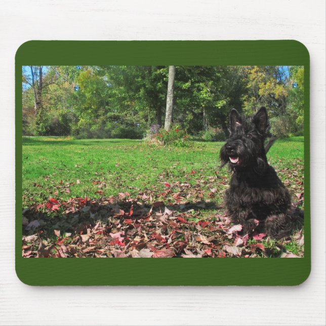Tapis De Souris Souriant dans les feuilles (Devant)