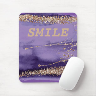 Tapis De Souris Sourire Cool Or Violet Étincelant 