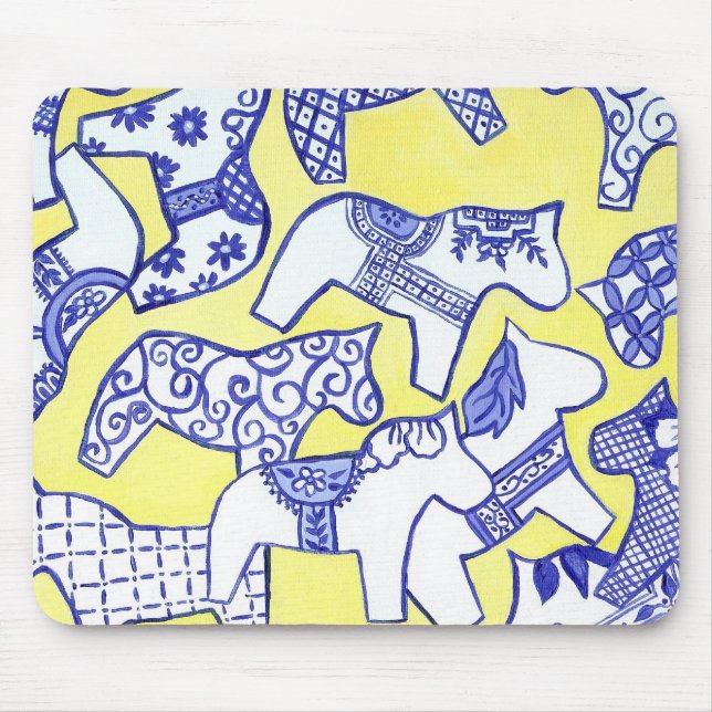 Tapis De Souris Souris à cheval bleu et blanc (Devant)