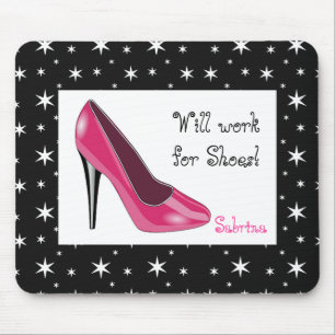 Tapis De Souris Souris à talon élevé rose et noir