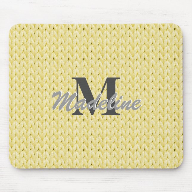 Tapis De Souris Souris à texture jaune avec monogramme (Devant)