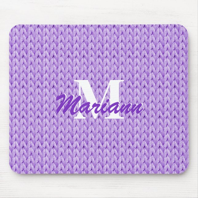 Tapis De Souris Souris à texture mauve avec monogramme (Devant)