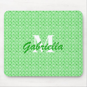 Tapis De Souris Souris à texture verte avec monogramme