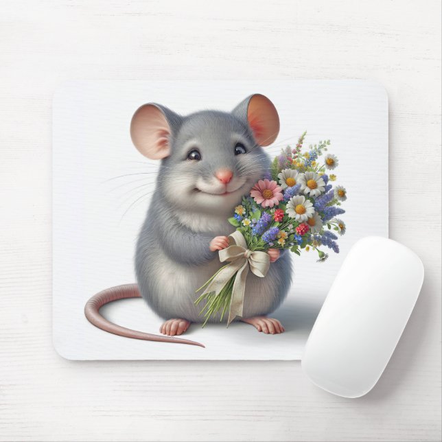 Tapis De Souris Souris Avec Bouquet Fleur sauvage (Avec souris)