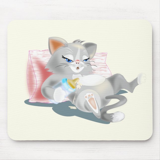 Tapis De Souris Souris avec chat bébé (Devant)