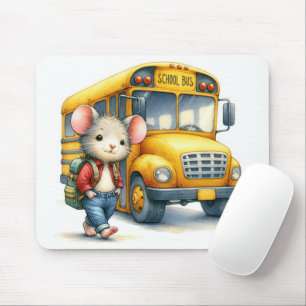 Tapis De Souris Souris Avec Le Bus De L'École Jaune