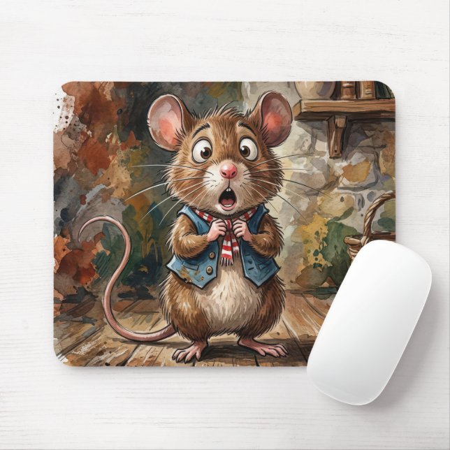 Tapis De Souris Souris avec un air surpris  (Avec souris)