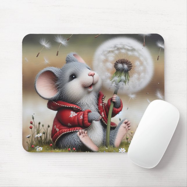 Tapis De Souris Souris avec un pissenlit (Avec souris)