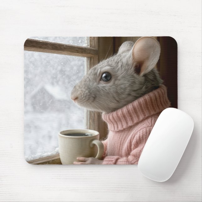 Tapis De Souris Souris avec une tasse de café (Avec souris)