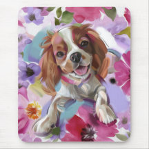 Souris Blenheim Cavalier Floral Dog Art