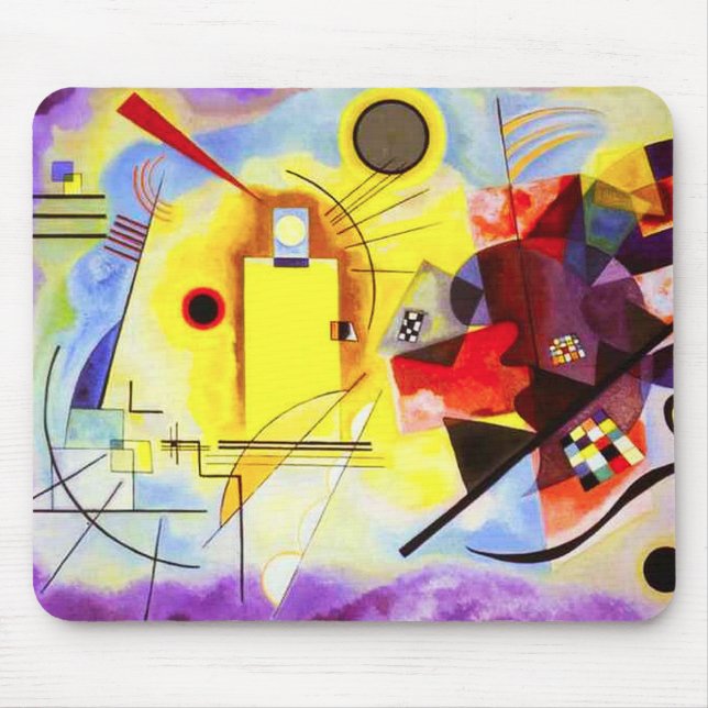 Tapis De Souris Souris bleu jaune Kandinsky (Devant)