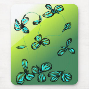 Tapis De Souris Souris bleu vert Floral