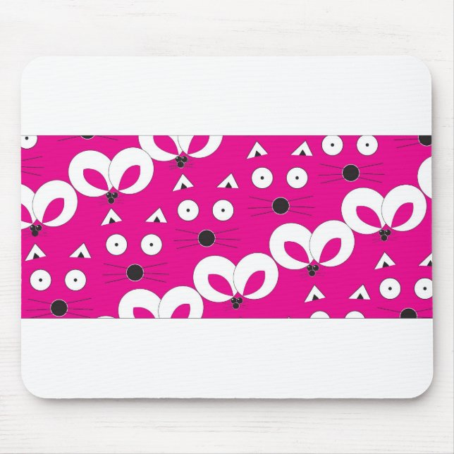 Tapis De Souris Souris Chat Motif rose chaud (Devant)