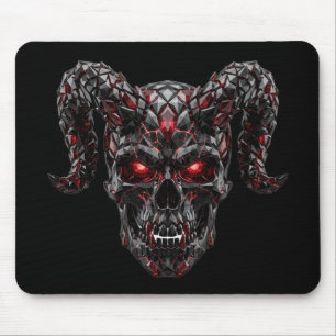 Tapis De Souris Souris Crâne de Démon en Obsidienne Gothique Lave