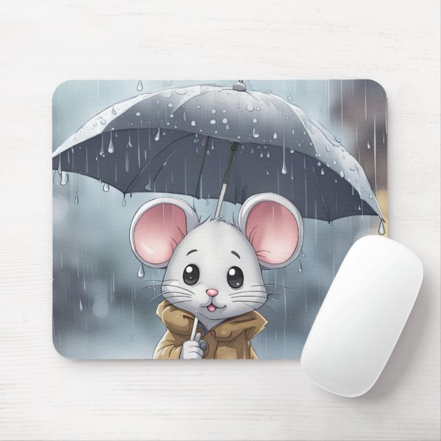 Tapis De Souris Souris Dans La Pluie (Avec souris)