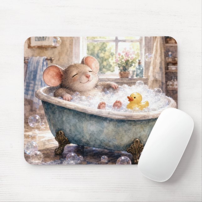 Tapis De Souris Souris dans un bain moussant (Avec souris)