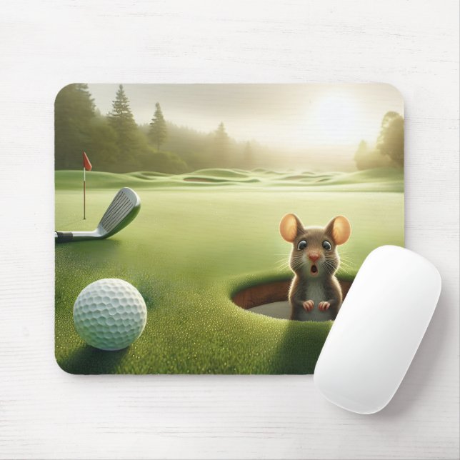 Tapis De Souris Souris Dans Un Trou De Golf (Avec souris)