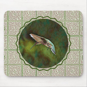 Tapis De Souris Souris d'art vert colibri