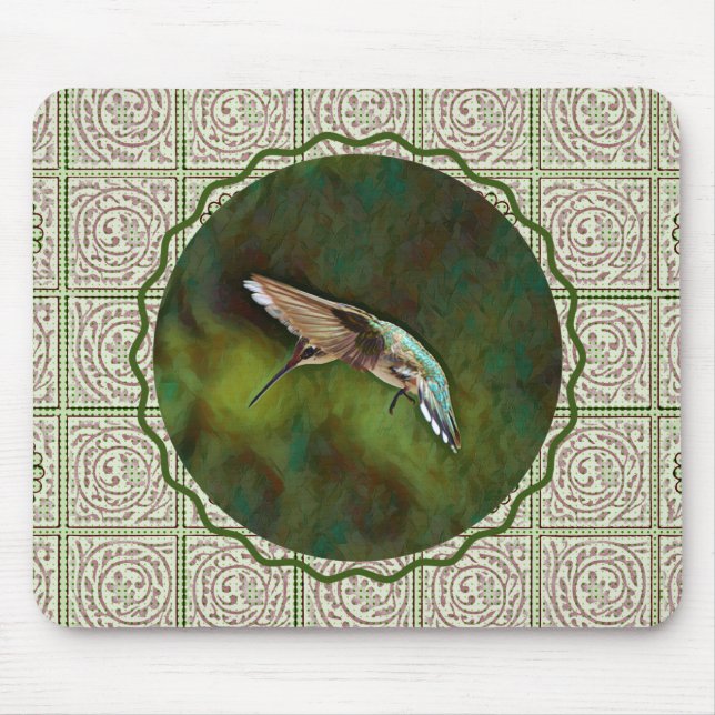Tapis De Souris Souris d'art vert colibri (Devant)