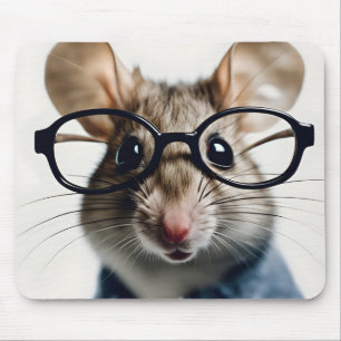 Tapis De Souris Souris de champ Portant des lunettes