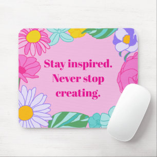 Tapis De Souris Souris de citation motivationnelle florale jaune r