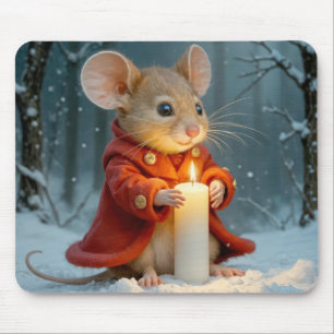 Tapis De Souris Souris de Noël à la bougie