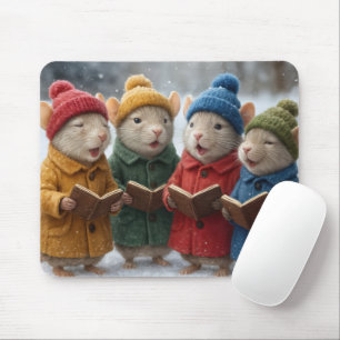 Tapis De Souris Souris de Noël chantant dans la neige