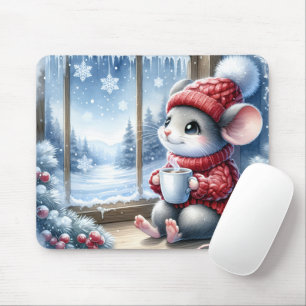 Tapis De Souris Souris de Noël dans la fenêtre