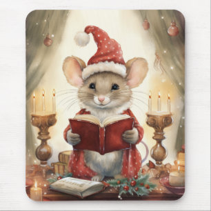 Tapis De Souris Souris de Noël lisant