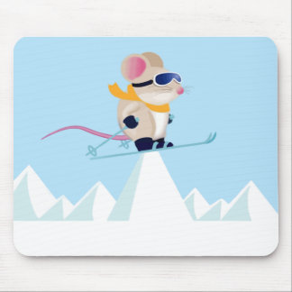 Tapis De Souris Souris de patrouille de ski dans les Alpes