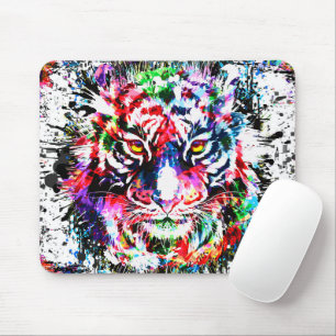 Tapis De Souris Souris de tigre   Dessin coloré   Art Abstrait