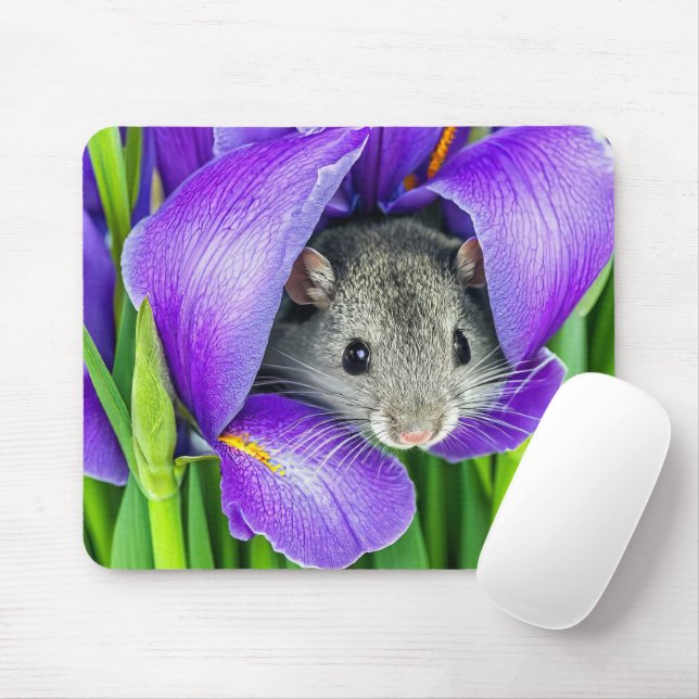 Tapis De Souris Souris En Iris Violet (Avec souris)